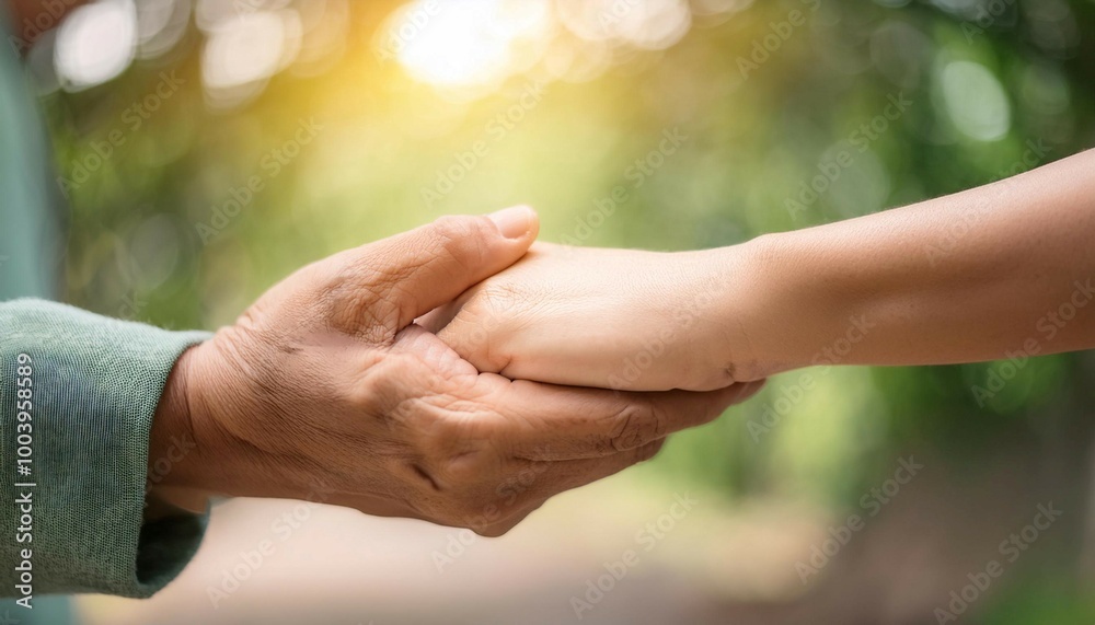 Hand holding another hand for support, symbolizing help, care, and solidarity.