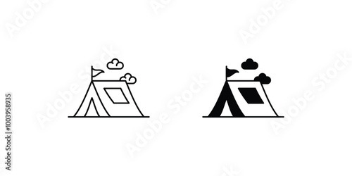 camp set icon with white background vector stock illustration