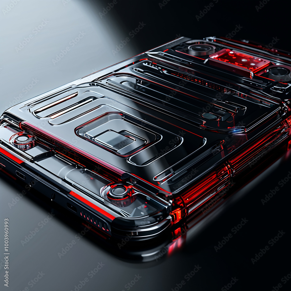 Naklejka premium black and red technology phone wallpaper ultrarealistic