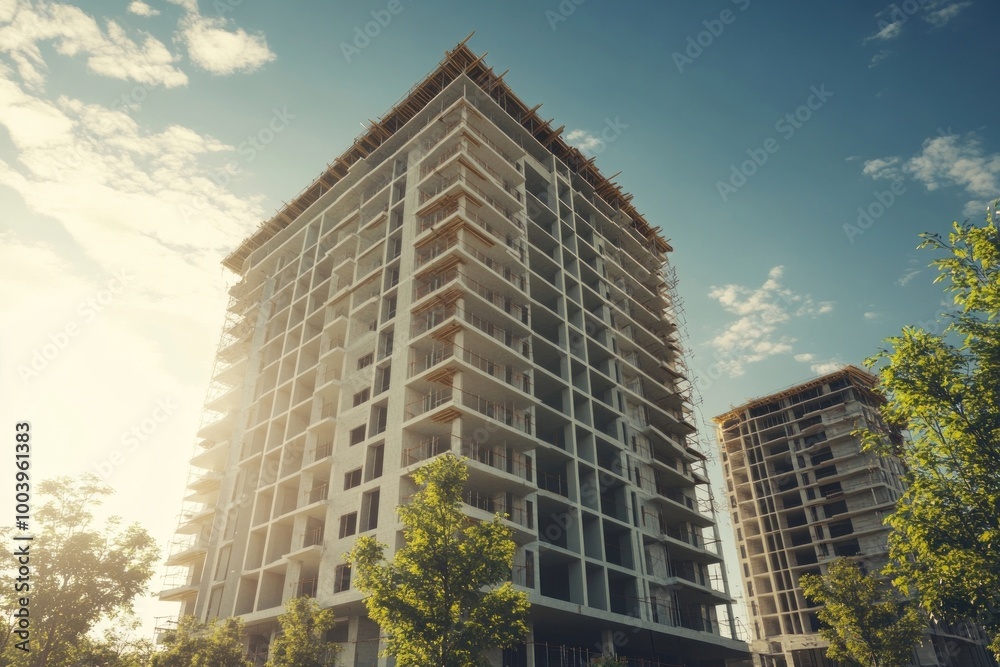 Real condominium under construction architecture building housing. Real condominium under construction architecture building housing.