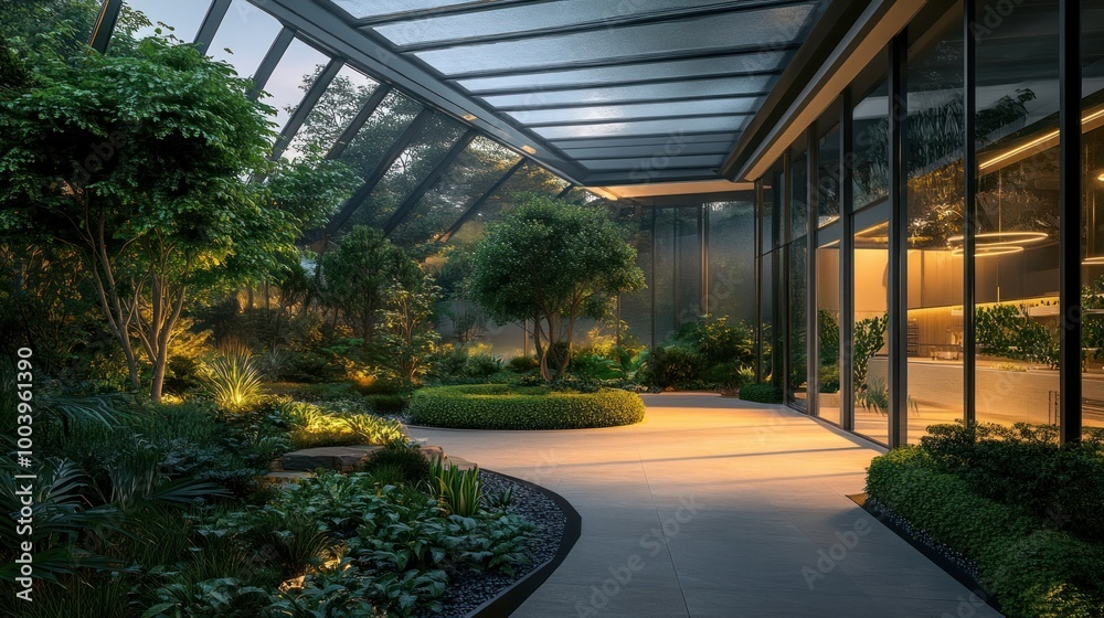 Real modern indoor garden indoors architecture vegetation. Real modern indoor garden indoors architecture vegetation.