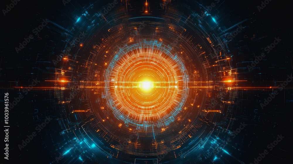 Futuristic space vortex with glowing tech elements Futuristic space vortex with glowing tech elements