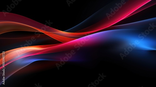 Abstract blue and red glowing lines on black background, energy, technology, futuristic