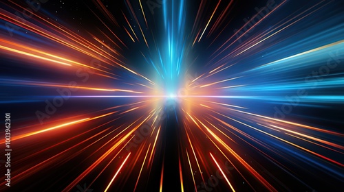 Abstract Background of Colorful Light Streaks Radiating Outward from Center