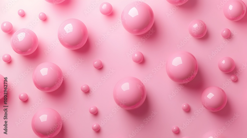 Abstraction for advertising. Pink balls on a pink background. 3d rendering illustration. 