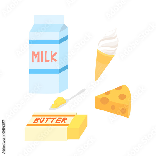乳製品。フラットなベクターイラスト。
dairy products. Flat vector illustration.