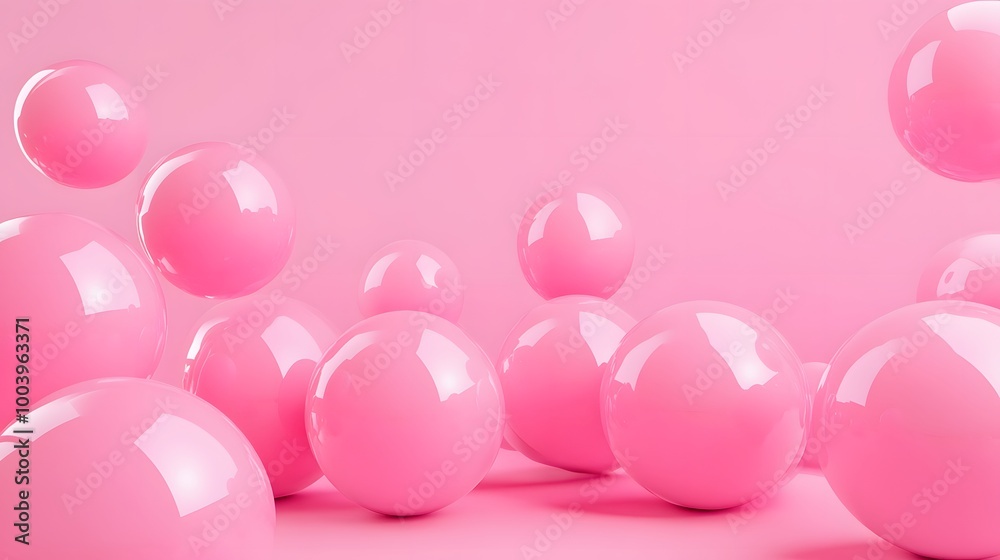 Abstraction for advertising. Pink balls on a pink background. 3d rendering illustration. 
