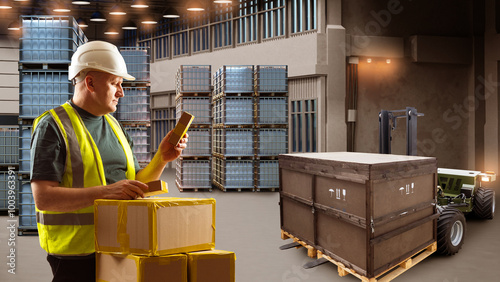 Man is employee warehouse c...