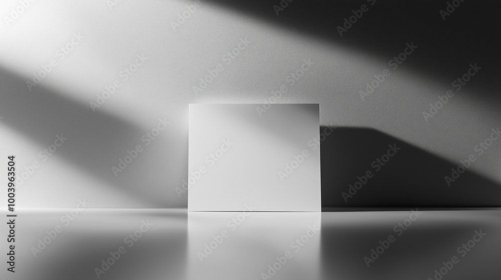Modern Minimalist Canvas With Strong Lighting and Shadows on a Smooth White Surface