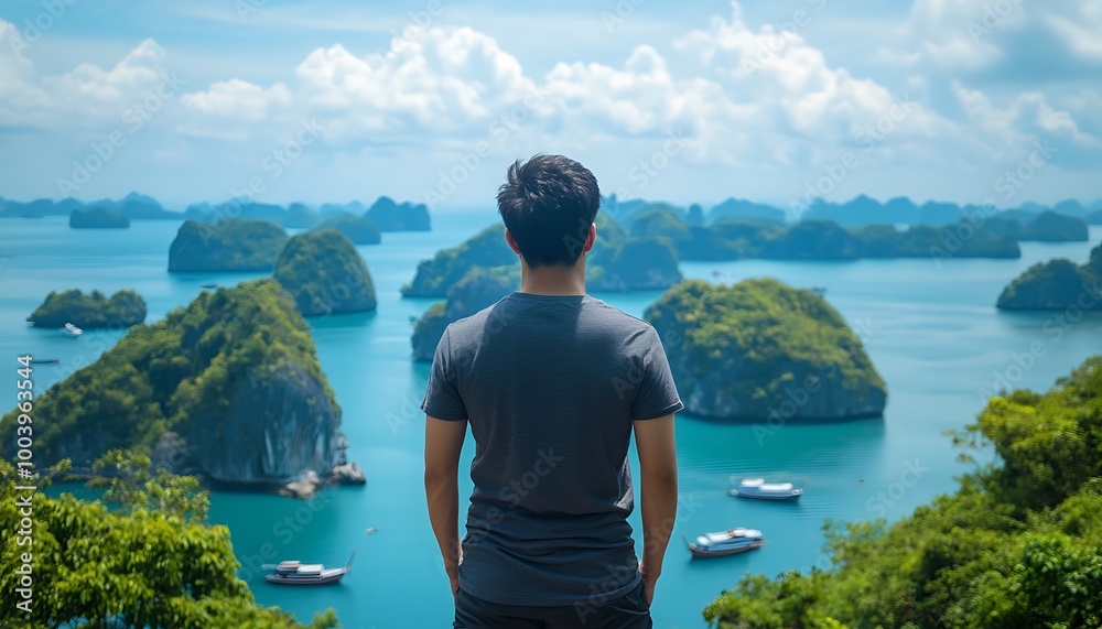 Fototapeta premium A Lone Figure Admiring the Archipelago