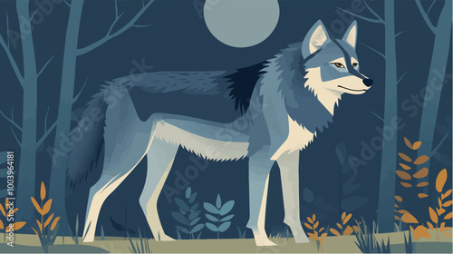Illustration of a gray wolf. Wild Animal. Wolf.