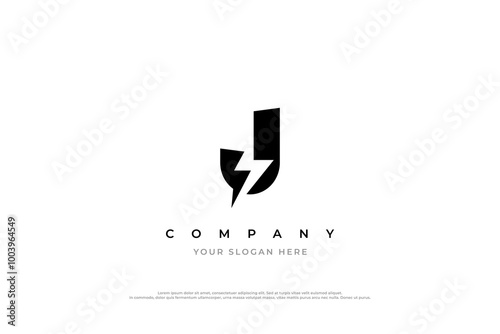 Simple Letter J Bolt Logo Design