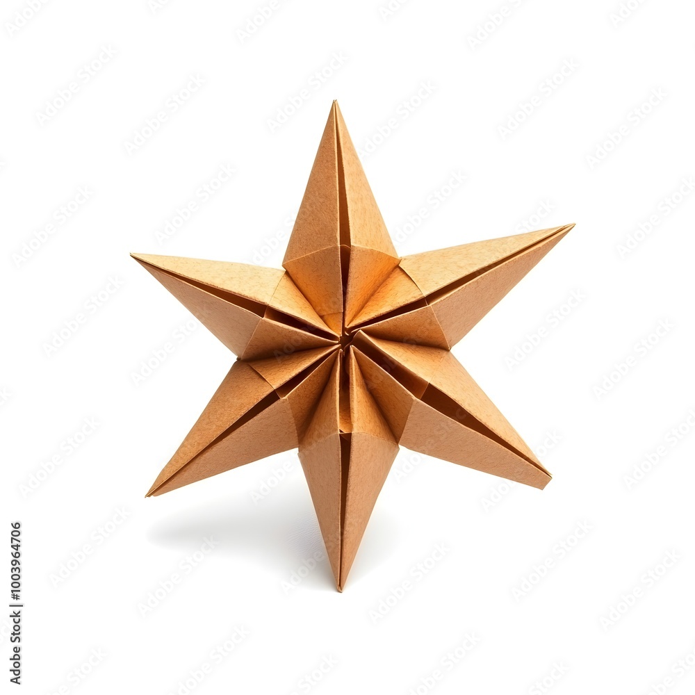 Decorative Origami Star with Sharp Points Isolated on White Background Decorative Origami Star with Sharp Points Isolated on White Background