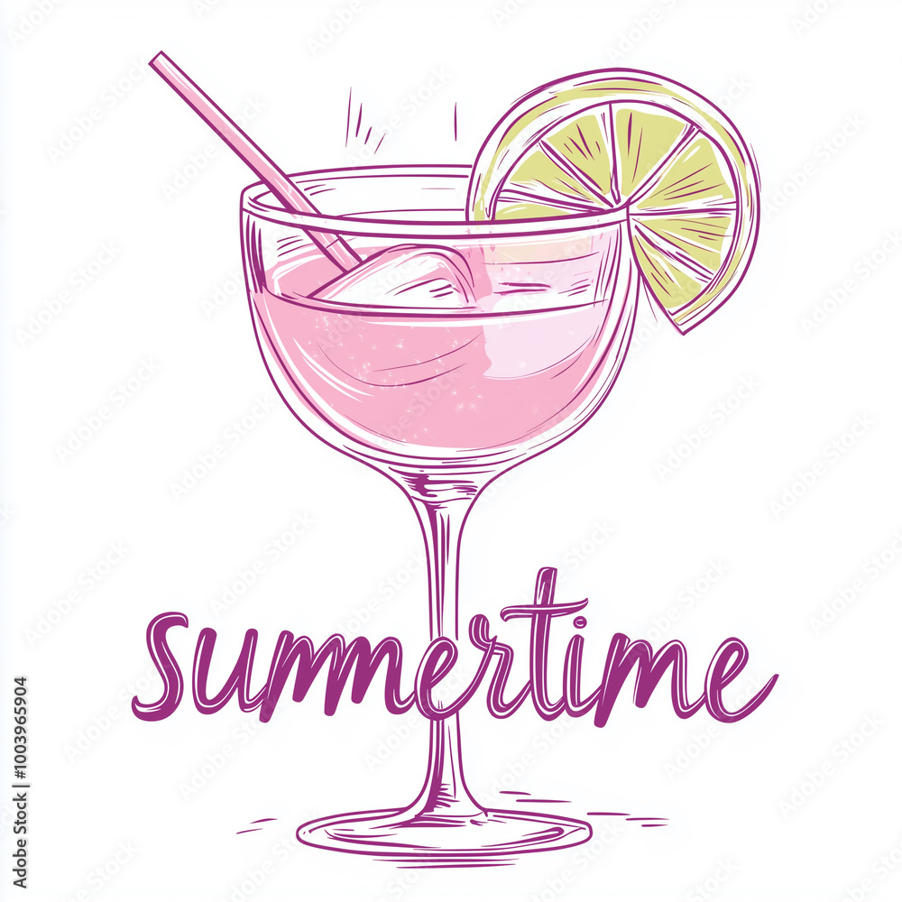 illustration of summer time cocktail. Cocktail with lime illustration of summer time cocktail. Cocktail with lime