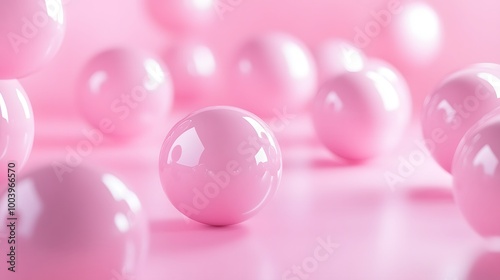 Abstraction for advertising. Pink balls on a pink background. 3d rendering illustration. 