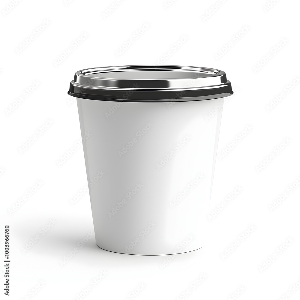 Minimalist Yogurt Cup with Foil Lid on White Background Minimalist Yogurt Cup with Foil Lid on White Background