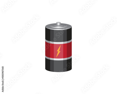 vector design of a red and black cube-shaped battery which is useful for increasing the energy or power of an electronic object