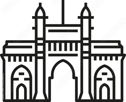 Mumbai – India: Gateway of India (outline icon)
