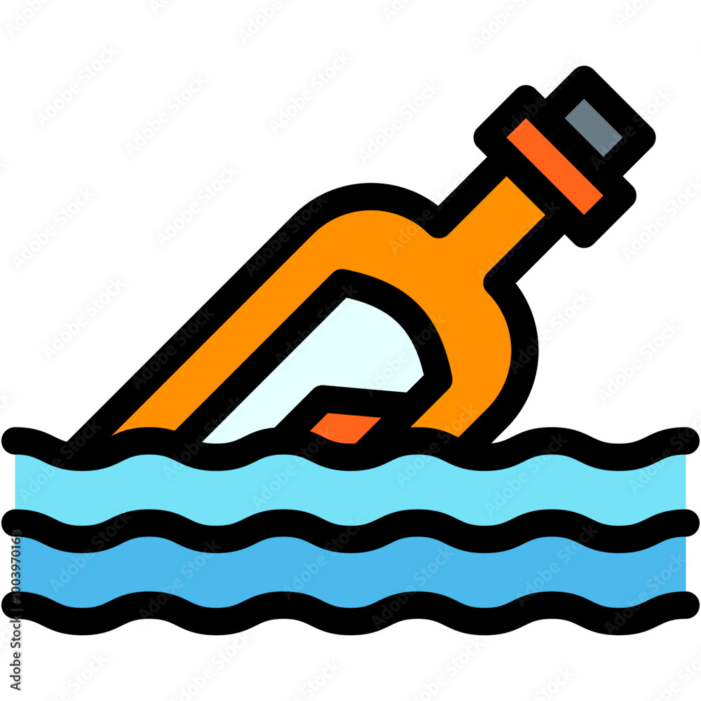 Vector Icon Message In A Bottle, Water, Message, Pirate, Bottle, Paper Vector Icon Message In A Bottle, Water, Message, Pirate, Bottle, Paper