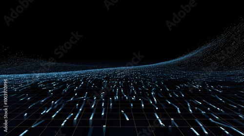 Abstract futuristic city landscape with glowing lines in the dark, futuristic background