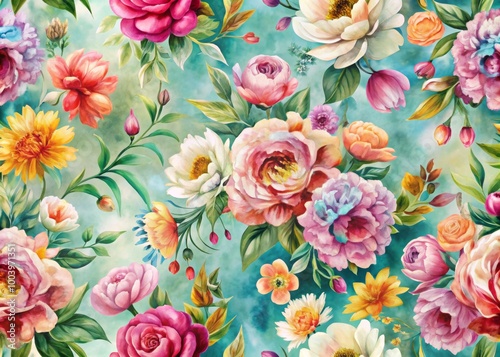 Wallpaper Mural Soft Floral Pattern with Rich Depth and Delicate Brushstrokes Torontodigital.ca