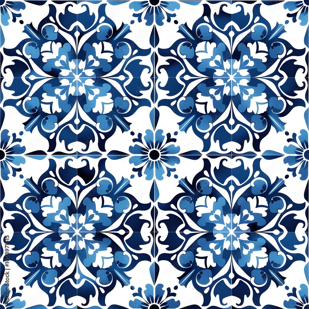 Ornament Floral Tile Mosaic Pattern.