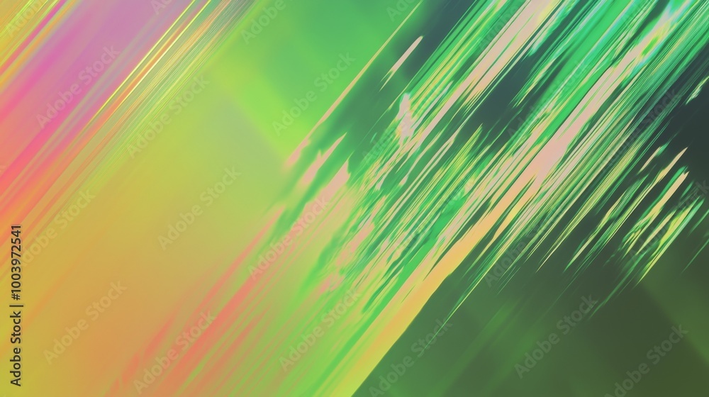 Fototapeta premium Colorful diagonal lines blend together in a mesmerizing abstract background with green and pink hues, perfect for adding a modern touch to any project