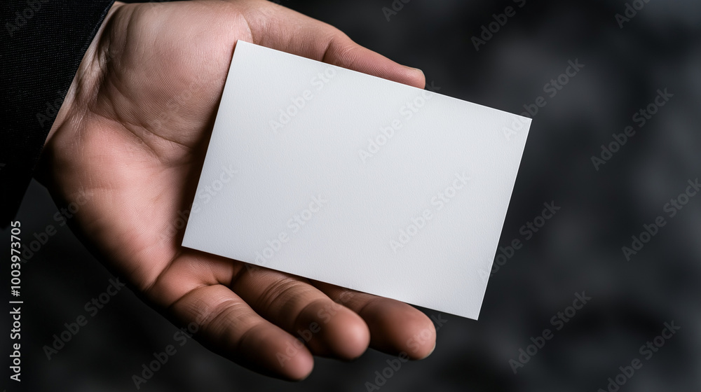 Close-Up of Hand Presenting a Blank White Business Card – Isolated and Ready for Customization in a Professional Setting Close-Up of Hand Presenting a Blank White Business Card – Isolated and Ready for Customization in a Professional Setting