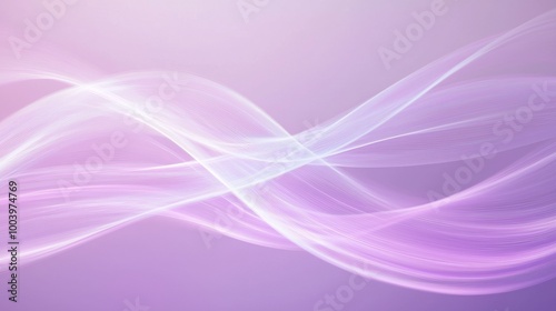 Abstract purple background with white waves flowing, creating a sense of elegance and movement. The delicate lines and soft hues evoke a feeling of tranquility and grace