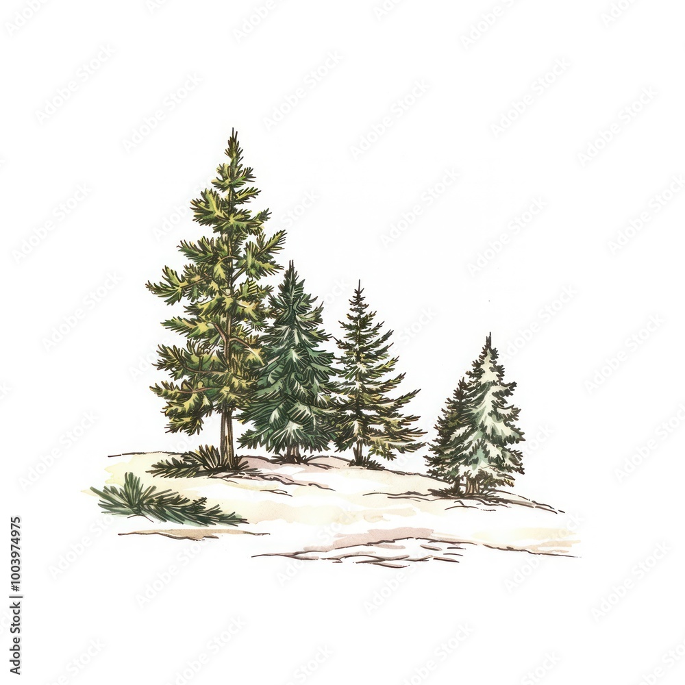 Serene winter pine tree illustration Serene winter pine tree illustration