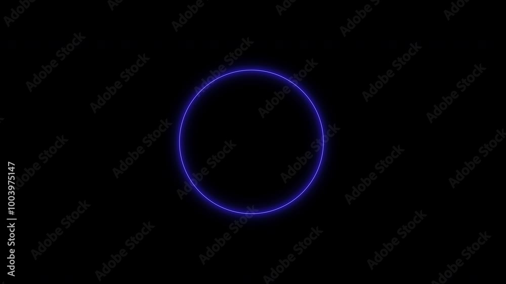 Narrow circle on black background, loop spectrum animation, glowing neon light