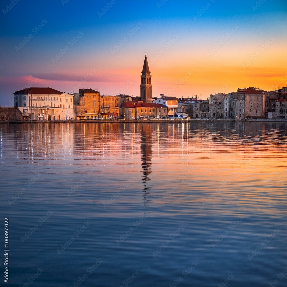 Fototapeta premium Underwater View: City Reflections and Vibrant Colors Beneath the Sea