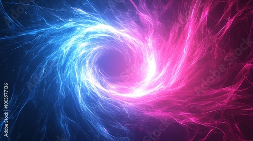 Witness a captivating cosmic event with vibrant blue and pink plasma swirling in space, creating a mesmerizing vortex. Perfect as a cosmic background, adding wonder to any project