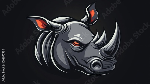Wallpaper Mural A stylized graphic illustration of a rhinoceros head with striking features. Torontodigital.ca