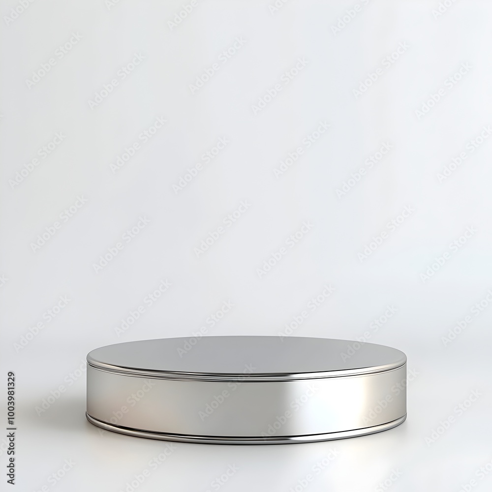 Metallic Minimalist Podium on White Background Metallic Minimalist Podium on White Background