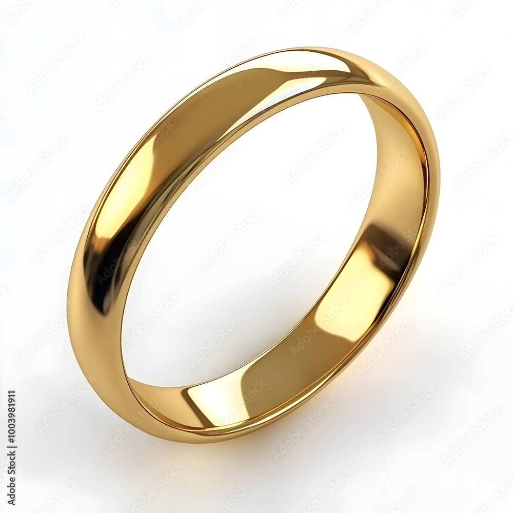 Shiny Gold Wedding Band Isolated on White Background Shiny Gold Wedding Band Isolated on White Background