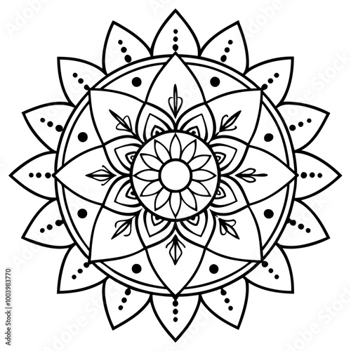The mandala. Vector drawing in black and white for coloring. 