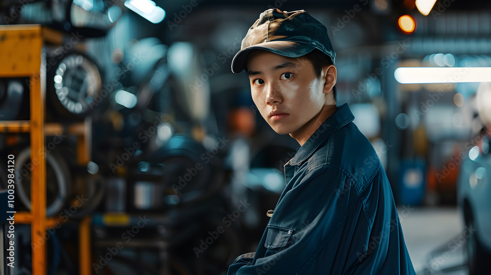 A male mechanic or car service repairman. Neural network AI generated art A male mechanic or car service repairman. Neural network AI generated art