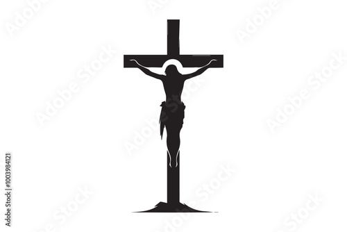 Jesus crucifix  clipart vector silhouette isolated in white background