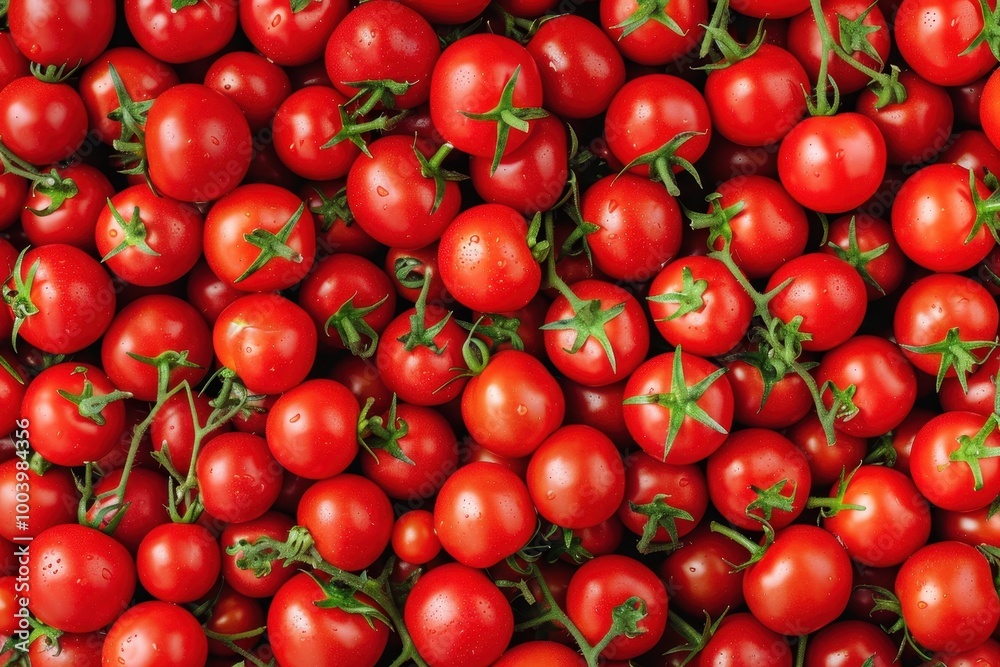 A bunch of red tomatoes are shown in a close up