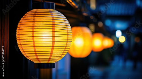 Wallpaper Mural Glowing Asian Lanterns Hanging in the Night for Festive Torontodigital.ca