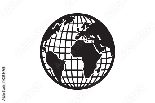 Geographical globe clipart vector silhouette isolated in white background