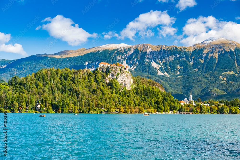 Bled lake in Slovenia in autumn, amazing landscape