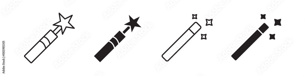 Magic wand icon collection set Magic wand icon collection set