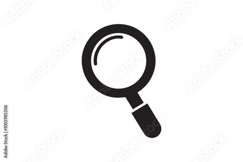 magnifying glass clipart vector silhouette isolated in white background