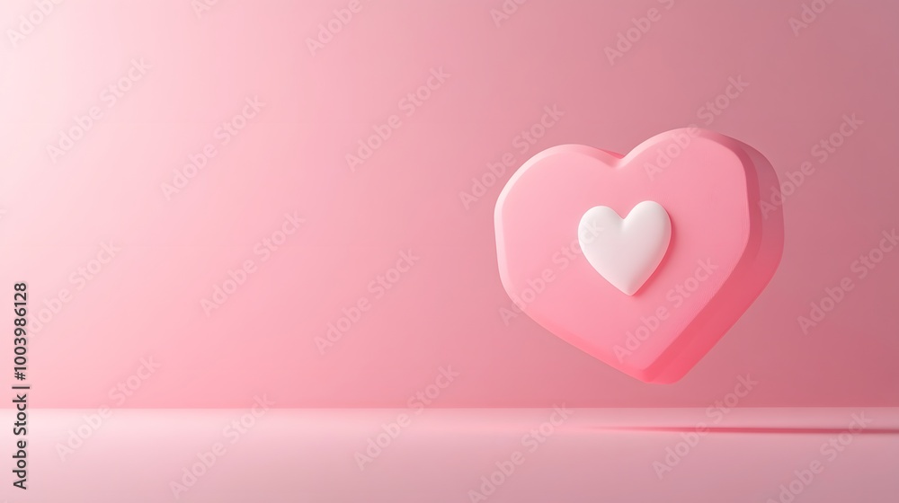 Like notification icon, Social media notification icon with heart symbol on pink background. 3d illustration. Like notification icon, Social media notification icon with heart symbol on pink background. 3d illustration.