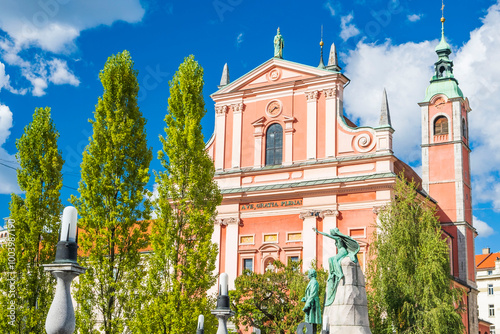 Preseren square and Franciscan Church of the Annunciation, Ljubljana
 photo