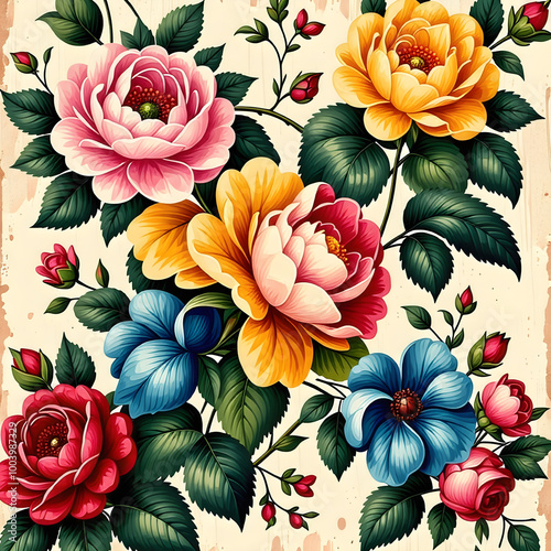 vintage wallpaper with flowers 