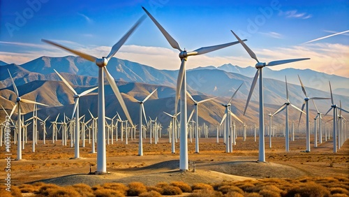 Wind turbines on a Californian windfarm photo