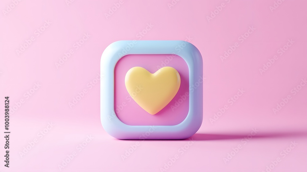 Like notification icon, Social media notification icon with heart symbol on pink background. 3d illustration. Like notification icon, Social media notification icon with heart symbol on pink background. 3d illustration.